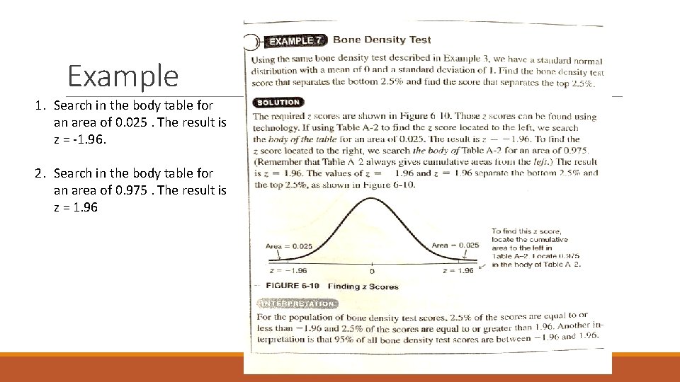 Example 1. Search in the body table for an area of 0. 025. The