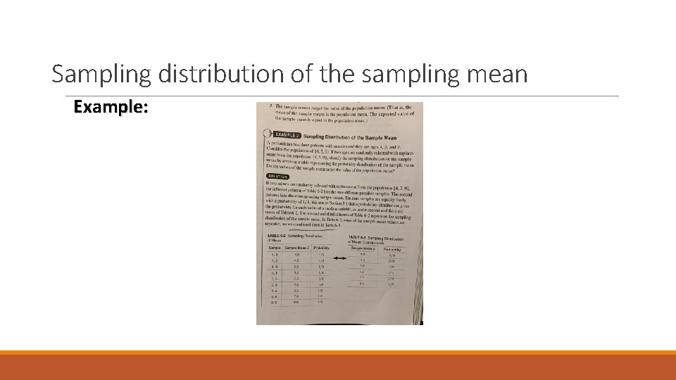 Sampling distribution of the sampling mean Example: 