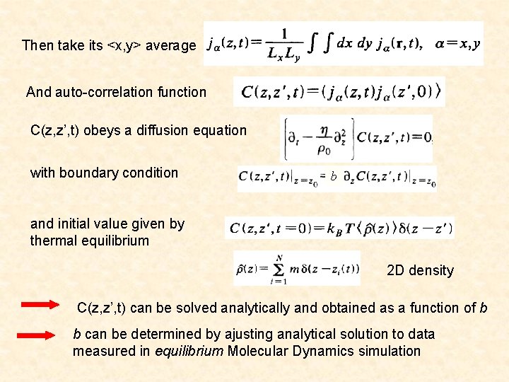 Then take its <x, y> average And auto-correlation function C(z, z’, t) obeys a