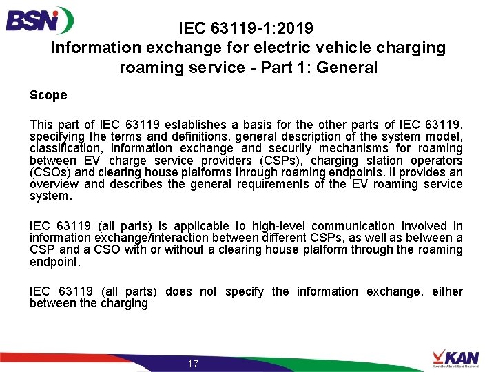 IEC 63119 -1: 2019 Information exchange for electric vehicle charging roaming service - Part