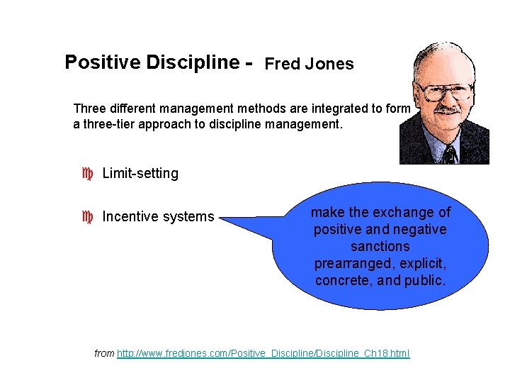 Positive Discipline - Fred Jones Three different management methods are integrated to form a