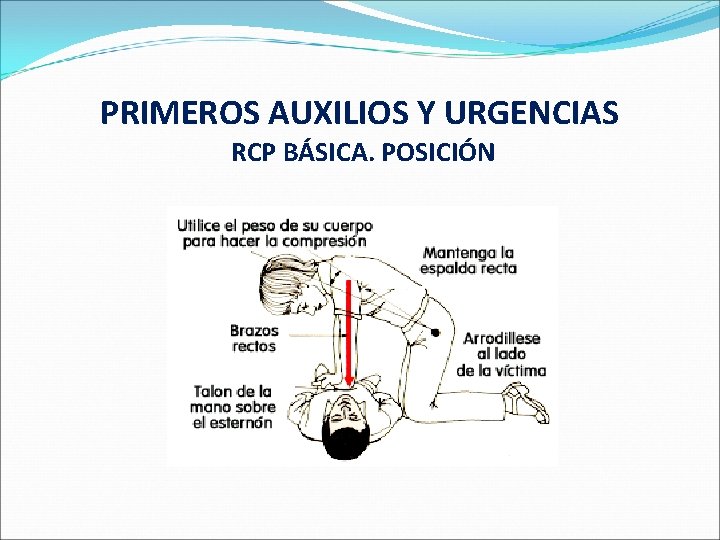 PRIMEROS AUXILIOS Y URGENCIAS RCP BÁSICA. POSICIÓN 