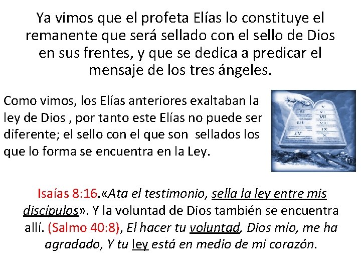 Ya vimos que el profeta Elías lo constituye el remanente que será sellado con