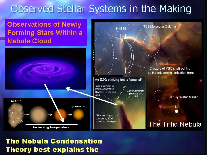 Observed Stellar Systems in the Making Observations of Newly Forming Stars Within a Nebula