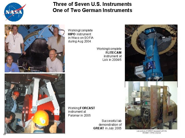 Three of Seven U. S. Instruments One of Two German Instruments Working/complete HIPO instrument