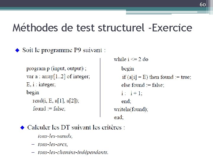 60 Méthodes de test structurel -Exercice 