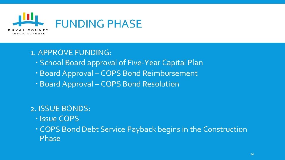 FUNDING PHASE 1. APPROVE FUNDING: School Board approval of Five-Year Capital Plan Board Approval