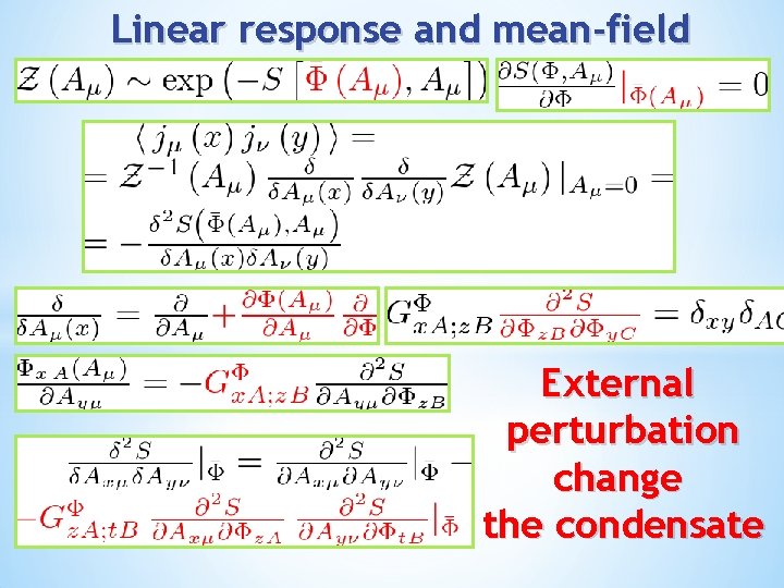 Linear response and mean-field External perturbation change the condensate 