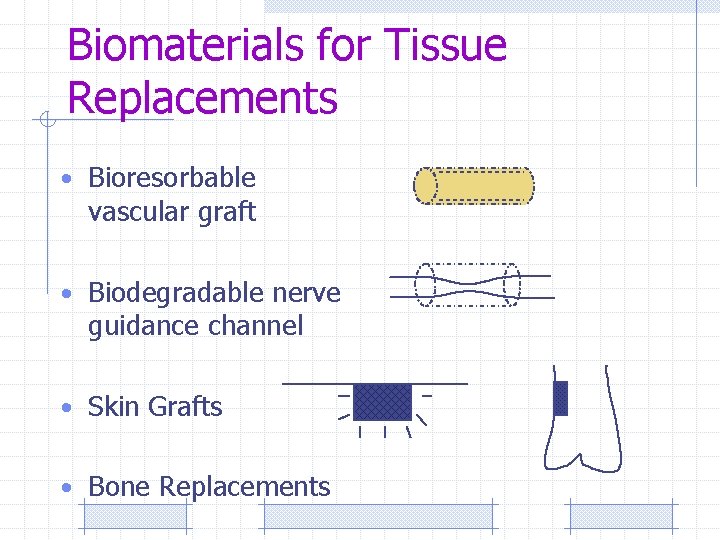 Biomaterials for Tissue Replacements • Bioresorbable vascular graft • Biodegradable nerve guidance channel •