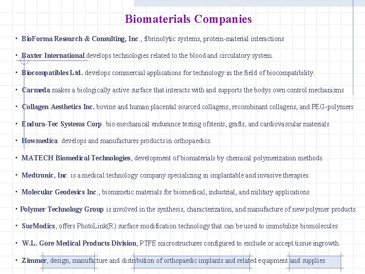 Biomaterials Companies • Bio. Forma Research & Consulting, Inc. , fibrinolytic systems, protein-material interactions