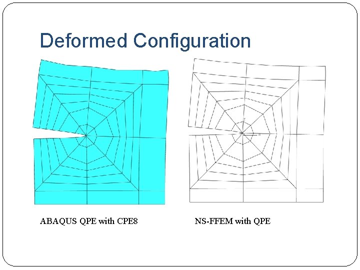 Deformed Configuration ABAQUS QPE with CPE 8 NS-FFEM with QPE 