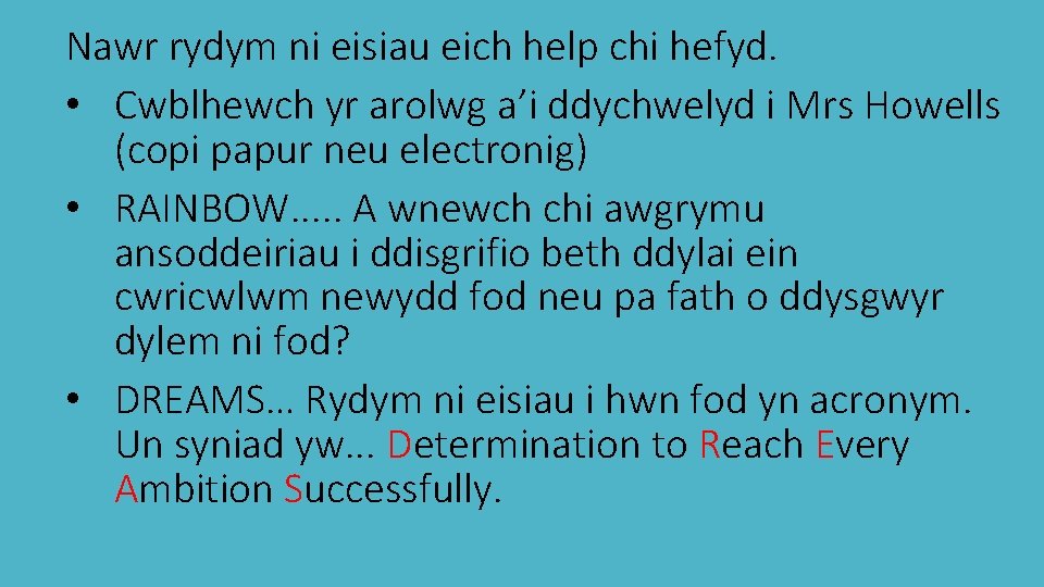 Nawr rydym ni eisiau eich help chi hefyd. • Cwblhewch yr arolwg a’i ddychwelyd