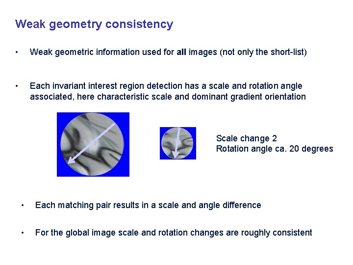 Weak geometry consistency • Weak geometric information used for all images (not only the