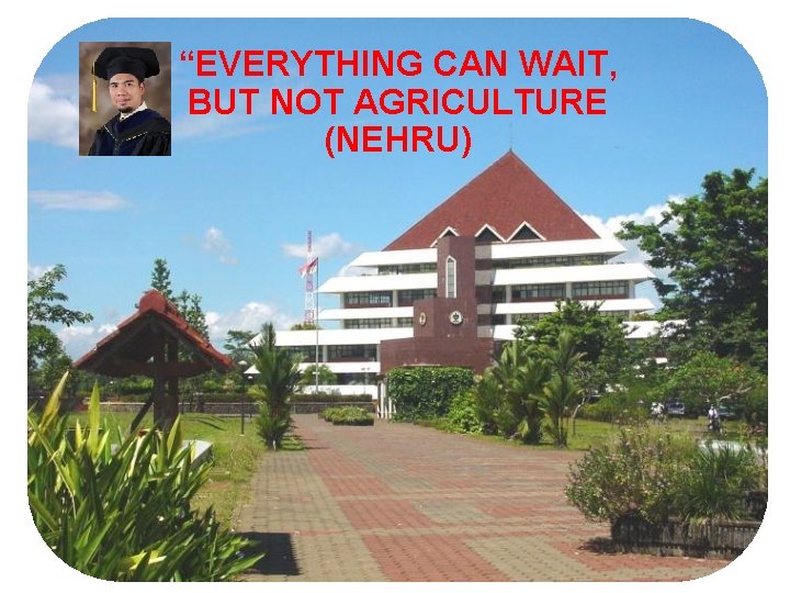 “EVERYTHING CAN WAIT, BUT NOT AGRICULTURE (NEHRU) 