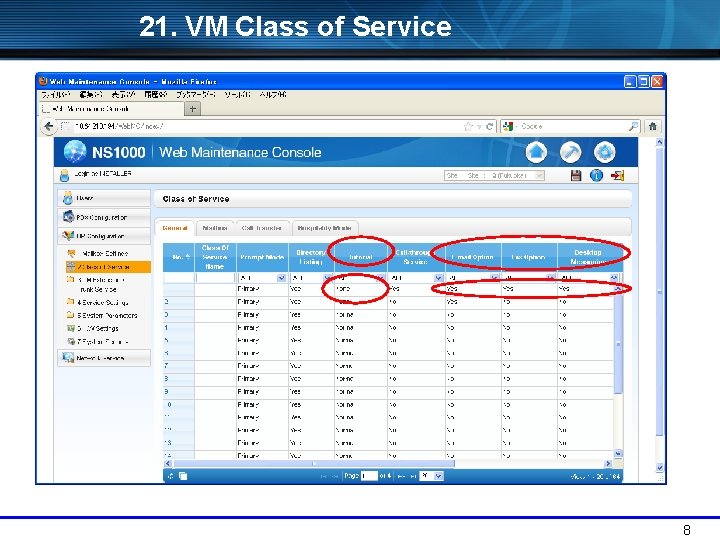 21. VM Class of Service 8 