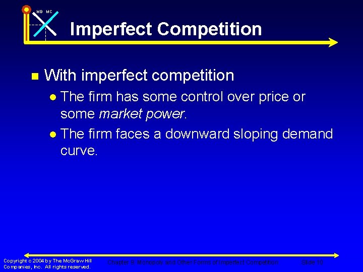 MB MC Imperfect Competition n With imperfect competition The firm has some control over