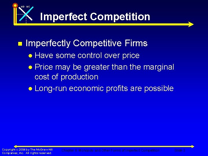 MB MC Imperfect Competition n Imperfectly Competitive Firms Have some control over price l