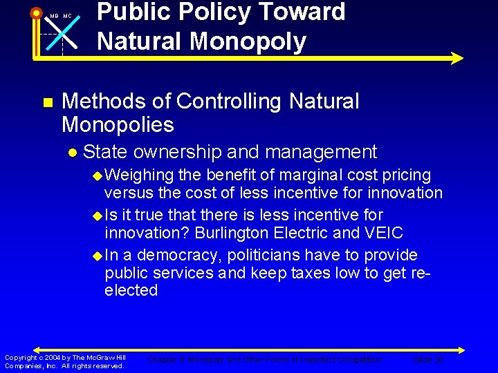 MB MC n Public Policy Toward Natural Monopoly Methods of Controlling Natural Monopolies l