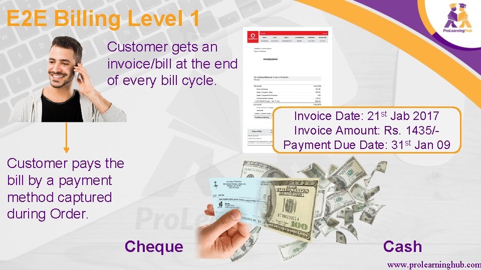 E 2 E Billing Level 1 Customer gets an invoice/bill at the end of