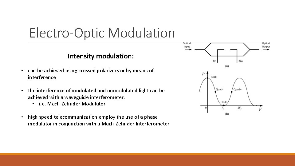 Electro-Optic Modulation Intensity modulation: • can be achieved using crossed polarizers or by means