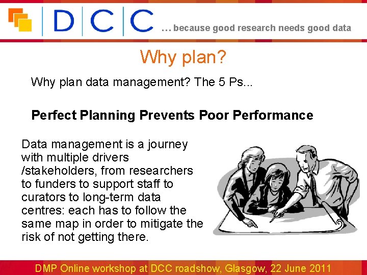 … because good research needs good data Why plan? Why plan data management? The