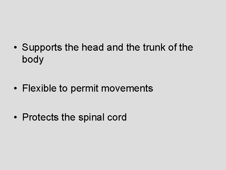  • Supports the head and the trunk of the body • Flexible to