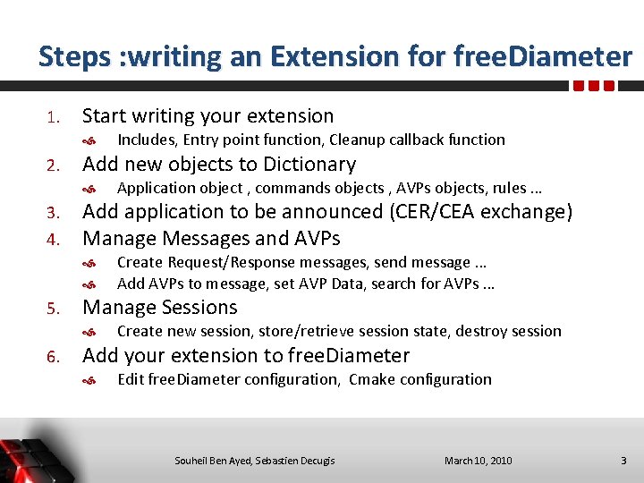 Steps : writing an Extension for free. Diameter 1. Start writing your extension 2.