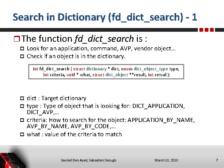 Search in Dictionary (fd_dict_search) - 1 The function fd_dict_search is : p p Look
