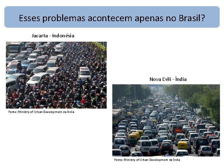 Esses problemas acontecem apenas no Brasil? Jacarta - Indonésia Nova Déli - Índia Fonte: