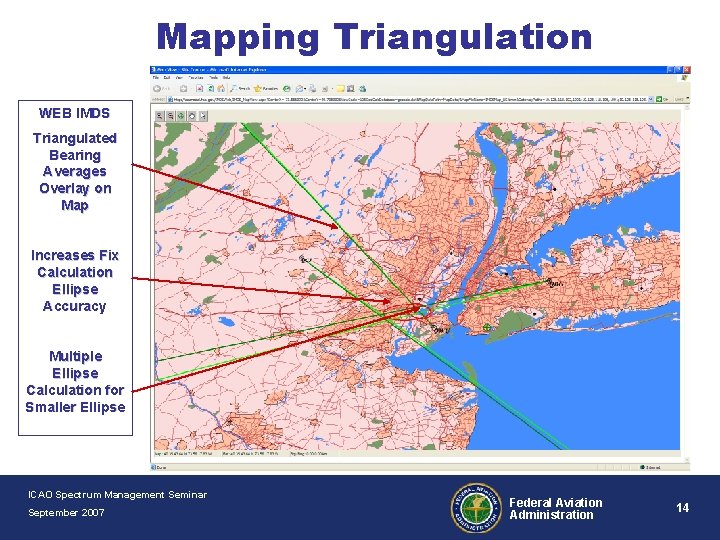 Mapping Triangulation WEB IMDS Triangulated Bearing Averages Overlay on Map Increases Fix Calculation Ellipse