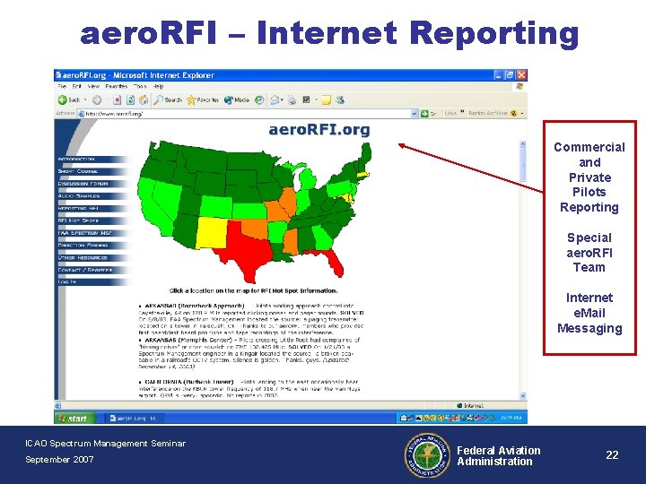 aero. RFI – Internet Reporting Commercial and Private Pilots Reporting Special aero. RFI Team