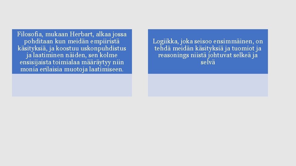 Filosofia, mukaan Herbart, alkaa jossa pohditaan kun meidän empiiristä käsityksiä, ja koostuu uskonpuhdistus ja