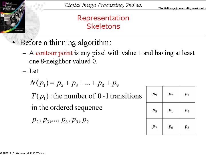 Digital Image Processing, 2 nd ed. www. imageprocessingbook. com Representation Skeletons • Before a