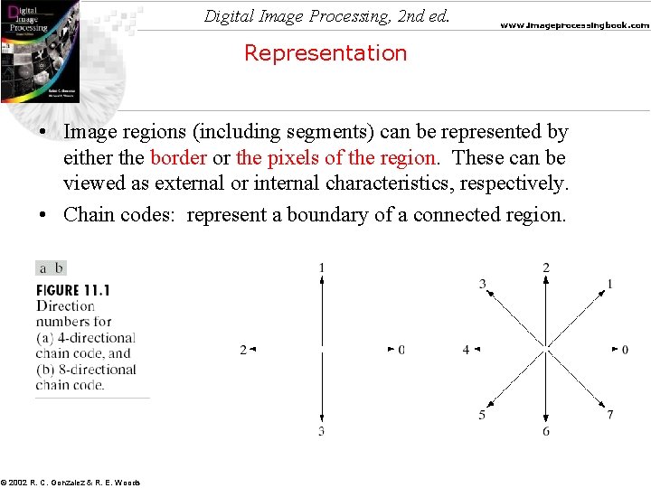 Digital Image Processing, 2 nd ed. www. imageprocessingbook. com Representation • Image regions (including