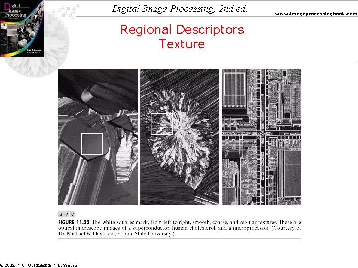 Digital Image Processing, 2 nd ed. Regional Descriptors Texture © 2002 R. C. Gonzalez