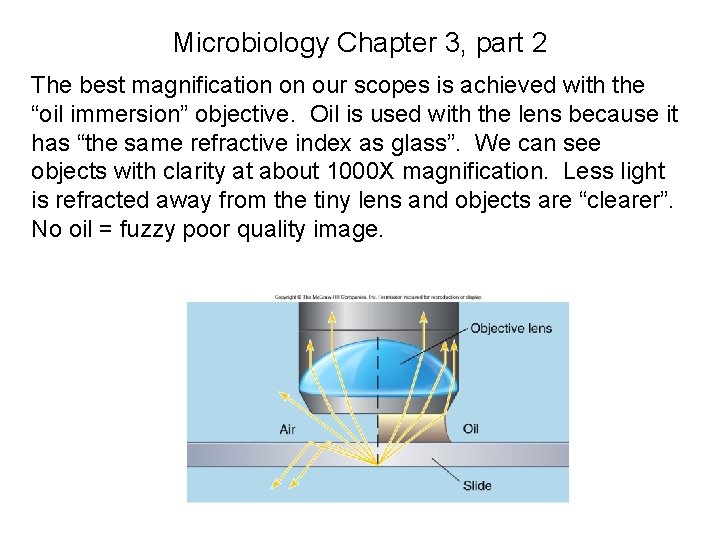 Microbiology Chapter 3, part 2 The best magnification on our scopes is achieved with