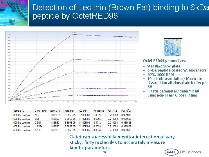 Detection of Lecithin (Brown Fat) binding to 6 k. Da peptide by Octet. RED