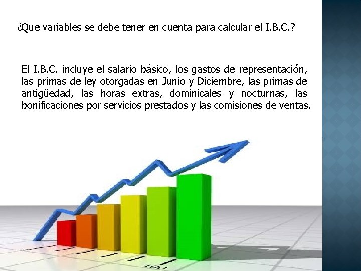  ¿Que variables se debe tener en cuenta para calcular el I. B. C.