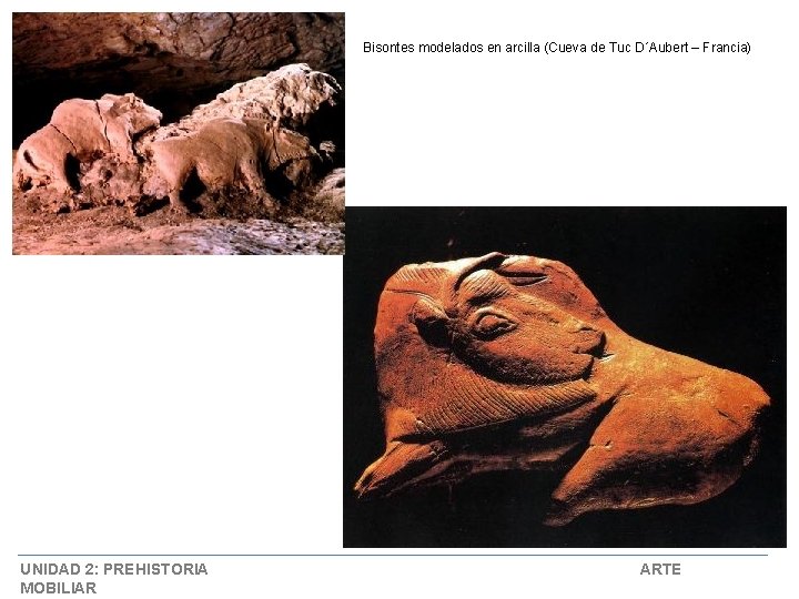 Bisontes modelados en arcilla (Cueva de Tuc D´Aubert – Francia) UNIDAD 2: PREHISTORIA MOBILIAR