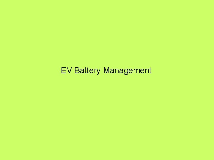 EV Battery Management 