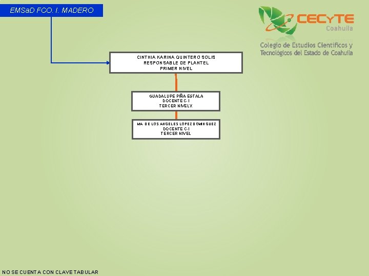 EMSa. D FCO. I. MADERO CINTHIA KARINA QUINTERO SOLIS RESPONSABLE DE PLANTEL PRIMER NIVEL