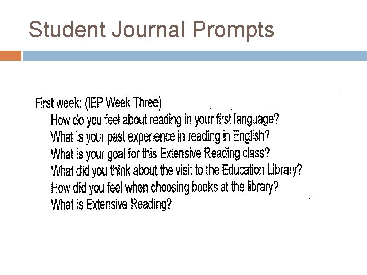 Student Journal Prompts Student Journal Prompts