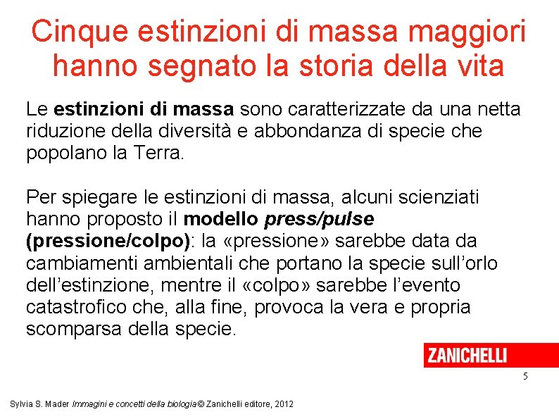 Cinque estinzioni di massa maggiori hanno segnato la storia della vita Le estinzioni di
