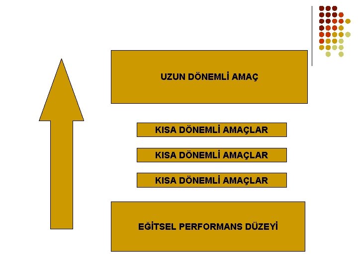 UZUN DÖNEMLİ AMAÇ KISA DÖNEMLİ AMAÇLAR EĞİTSEL PERFORMANS DÜZEYİ 