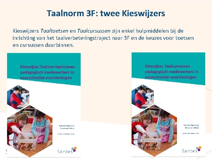 Taalnorm 3 F: twee Kieswijzers Taaltoetsen en Taalcursussen zijn enkel hulpmiddelen bij de inrichting