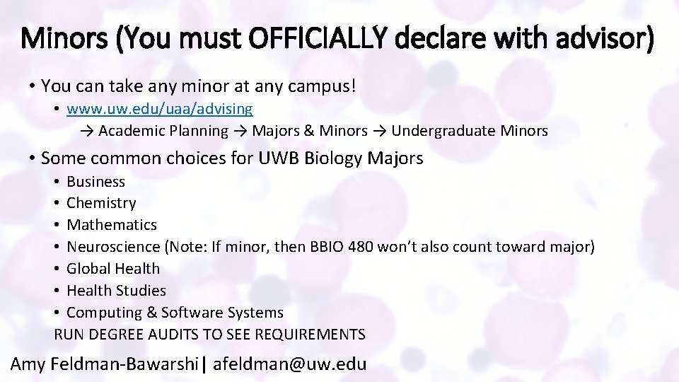 Minors (You must OFFICIALLY declare with advisor) • You can take any minor at