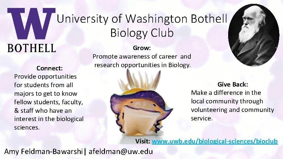 University of Washington Bothell Biology Club Connect: Provide opportunities for students from all majors
