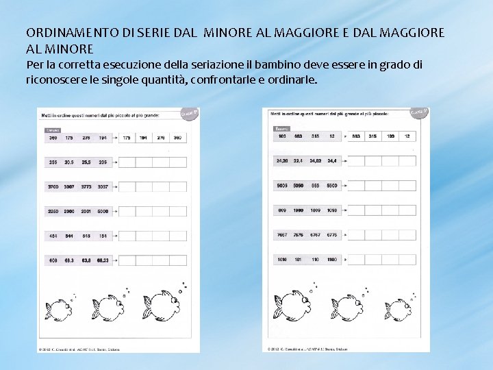 ORDINAMENTO DI SERIE DAL MINORE AL MAGGIORE E DAL MAGGIORE AL MINORE Per la