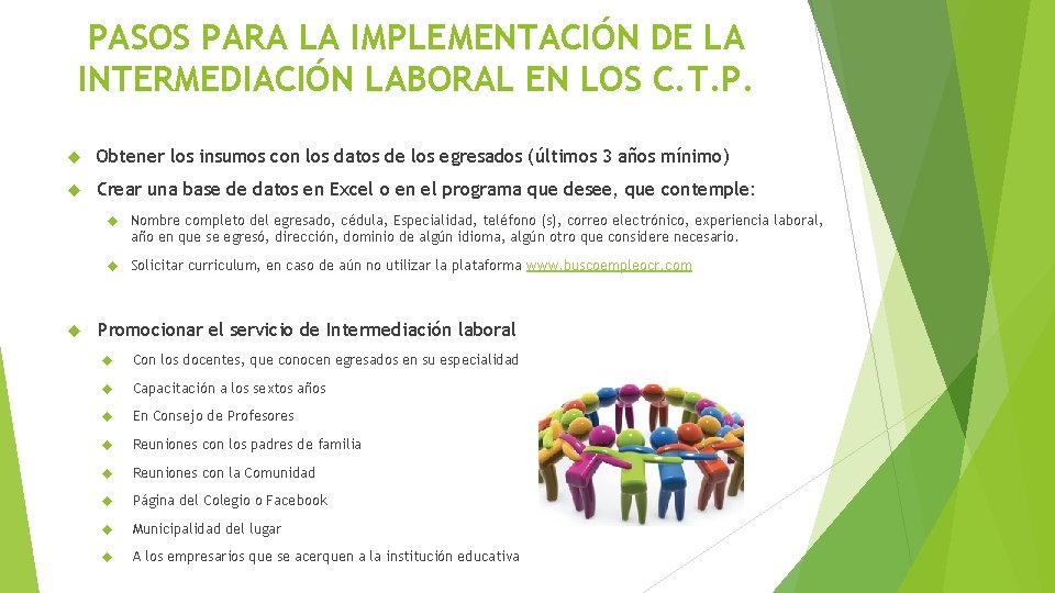 PASOS PARA LA IMPLEMENTACIÓN DE LA INTERMEDIACIÓN LABORAL EN LOS C. T. P. Obtener