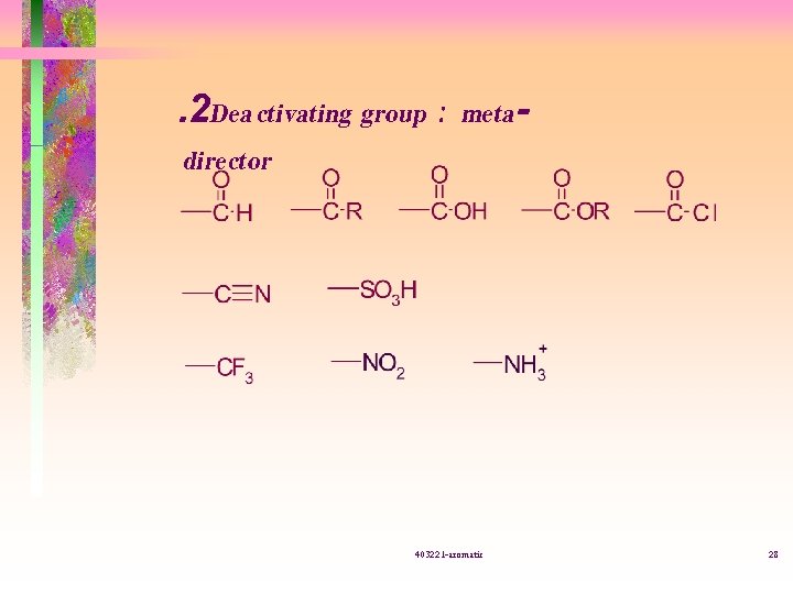 . 2 Deactivating group : metadirector 403221 -aromatic 28 